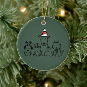 Julhundar och katter Ren Julfirande Julgransprydnad Keramik