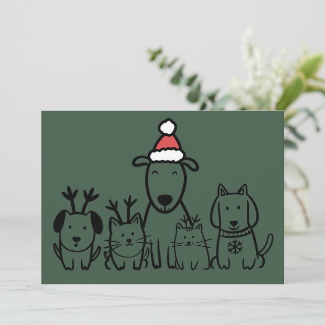 Julhundar och katter Ren Julfirande Julkort (Stående Fram)