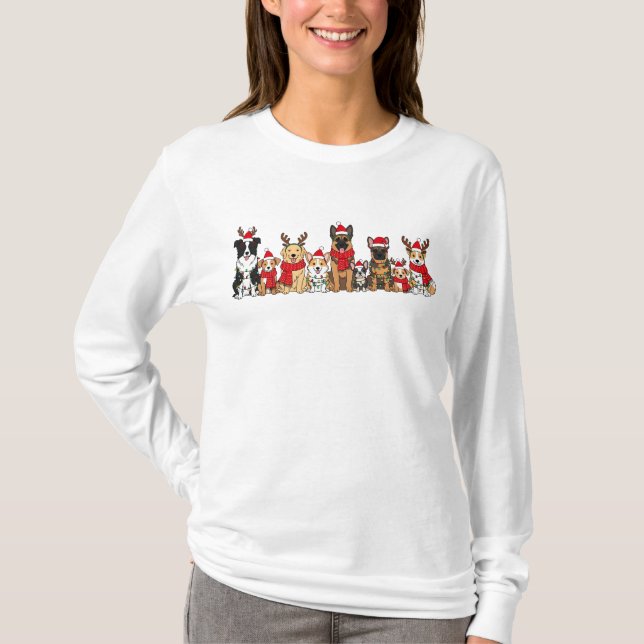 Julhundar | Söt Holiday Valp T Shirt (Framsida)