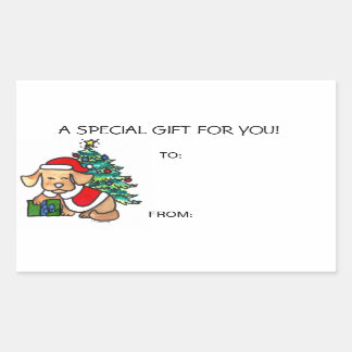 Julhundgåvan märker självhäftande rektangulärt klistermärke