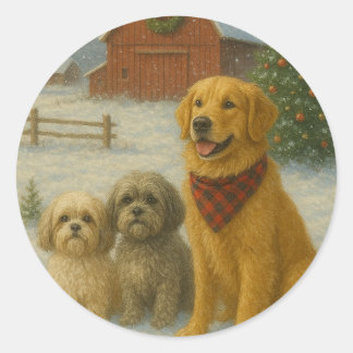 Julhundprydnad Runt Klistermärke