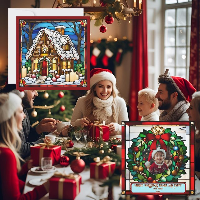 Julhus av pepparkakor Falskt glasfönsterdekoration (Skapare uppladdad)