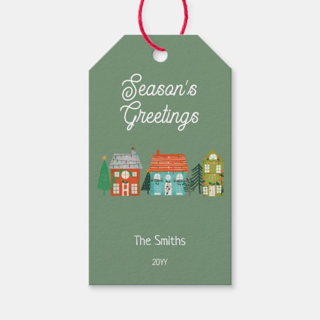 Julhus i Rustic Farmhouse Presentetikett (Framsidan)