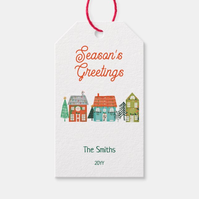 Julhus i Rustic Farmhouse Presentetikett (Framsidan)