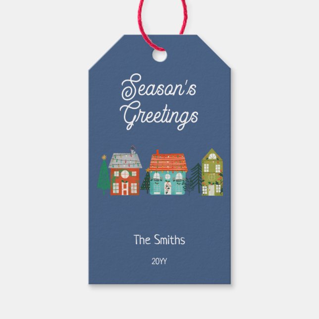 Julhus i Rustic Farmhouse Presentetikett (Framsidan)