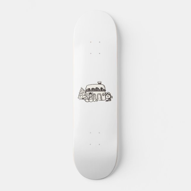 Julhus med snögubbe mini skateboard bräda 18,5 cm (Framsida)