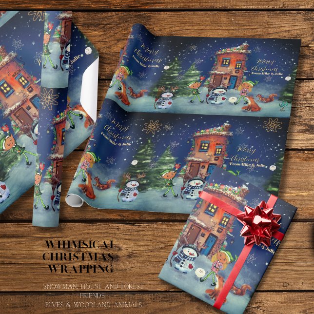Julhus & Skogs Vänner Presentpapper (Christmas House & Woodland Friends Wrapping Paper)