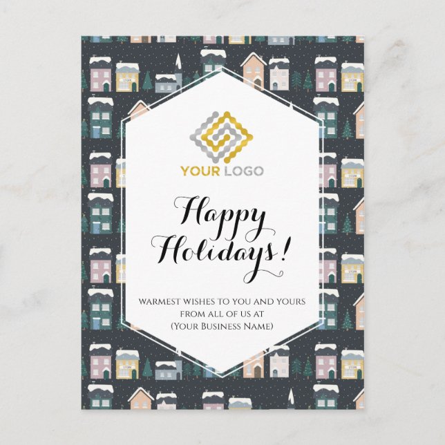 Julhus Winter Logotyp Business Vykort (Framsida)