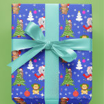 Julhusdjur i Himmel Blue Presentpapper<br><div class="desc">Denna julhelg präglas av pappra inslag av berömvärda djurparksdjur som firar jul i himmel blå bakgrund. En perfekt papper för ett barn som kärlek alla zoo djur.</div>