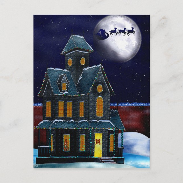 Julhuset Helgdag Folk Art GIFT Card Helg Vykort (Framsida)