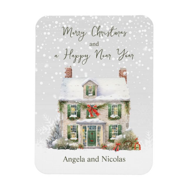 Julhuset i Snö Magnet (Vertikal)