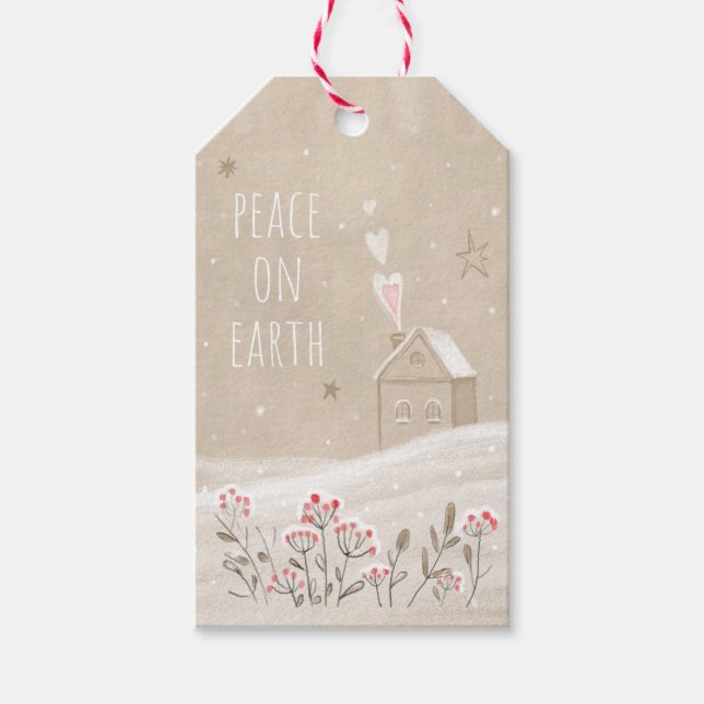 Julhuset i Snö Medium Gift Bag Presentetikett (Framsidan)