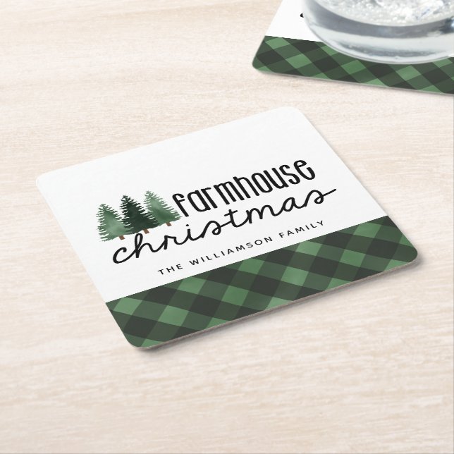 Julhuset Namn Underlägg i Papper Kvadrat (Vinklad)