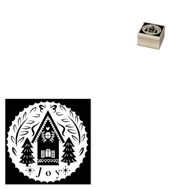Julhuset och Träd Stämpel (Stämplad)