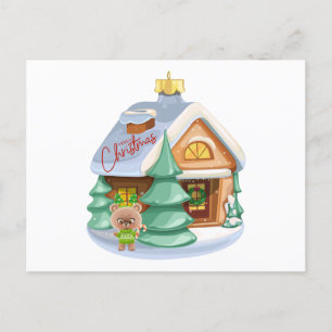 Julhuset Ornamet och Nallen Cute Helg Vykort