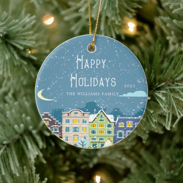 Julhuset Snö Day Photo Helgdag Ornament (Träd)