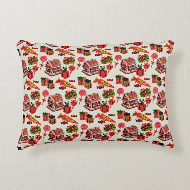 Julhuset Vintage Candy cane Prydnadskudde (Framsidan)