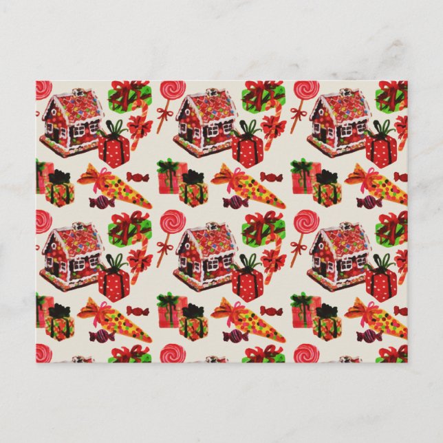 Julhuset Vintage Candy cane Vykort (Framsida)