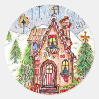 Julhusklistermärken på mindre än 3 tum runt klistermärke