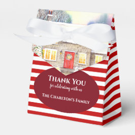 Julhusuppvärmning Snowy Cottage Watercolor Presentaskar