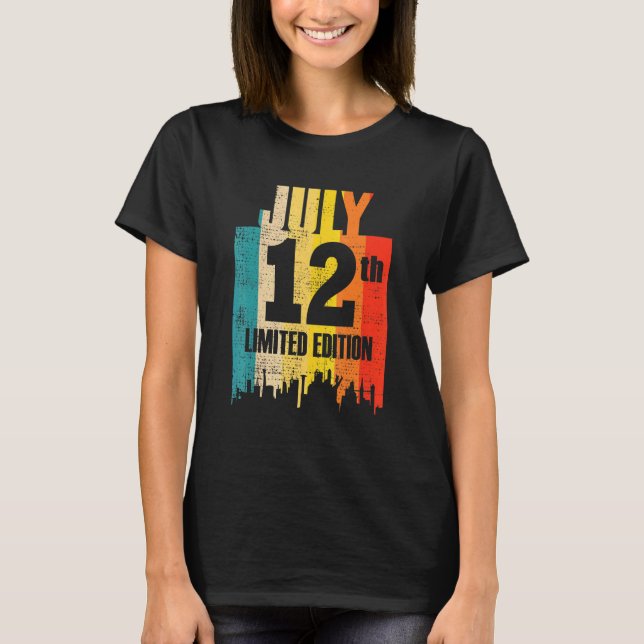 Juli 12 Limited Edition 12 juli månad 7 Retro T Shirt (Framsida)