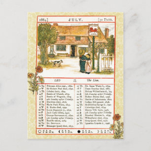 Juli 1884 Almanac. Leo, Lejona Vykort