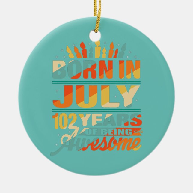 Juli 1920 102 ÅRS 102:a födelsedagsgåvor Julgransprydnad Keramik (Framsidan)