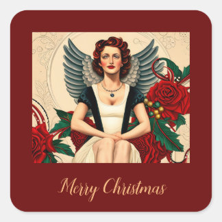 Juli 1940's Angel Fyrkantigt Klistermärke
