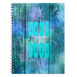 Juli 2016 Lila Turcoise Month Notebook Anteckningsbok Med Spiral