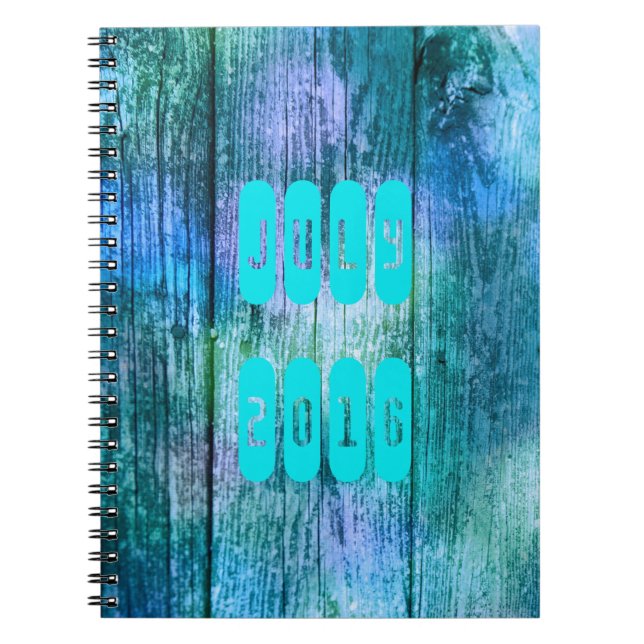 Juli 2016 Lila Turcoise Month Notebook Anteckningsbok Med Spiral (Framsidan)