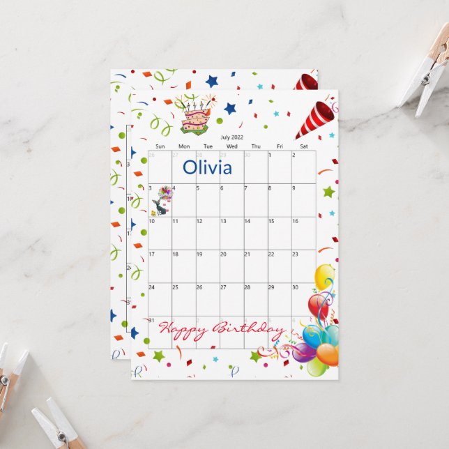 Juli 2022 Inbjudan till kalendern Grattis på födel (Fram/Back In Situ)