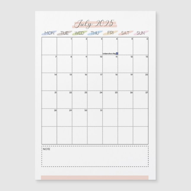 Juli 2025 Magnetisk kalender (Framsida)