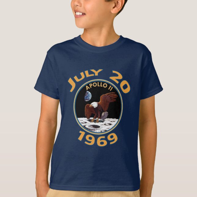 Juli 20, 1969 Apollo 11 beskickning till månen Tee Shirt (Framsida)