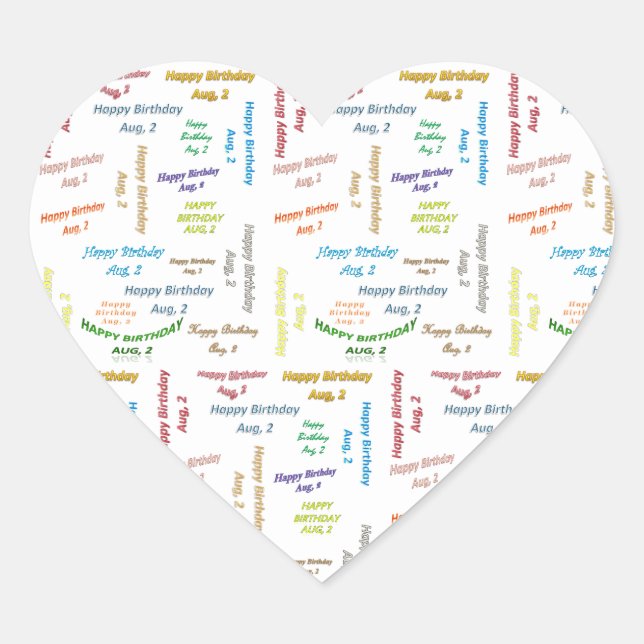 Juli, 2 födelsedagsetikett hjärtformat klistermärke (Framsida)