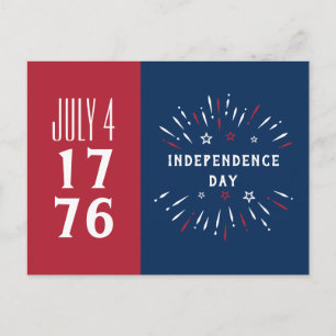 Juli 4 1776 Amerika USA Independence day Fireworks Helg Vykort