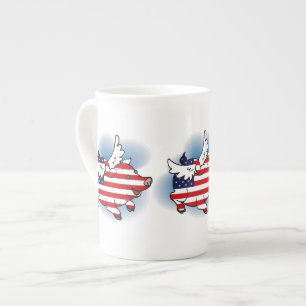 Juli 4 - 4th av Juli patriotiska flyggrisar Benporslin Mugg