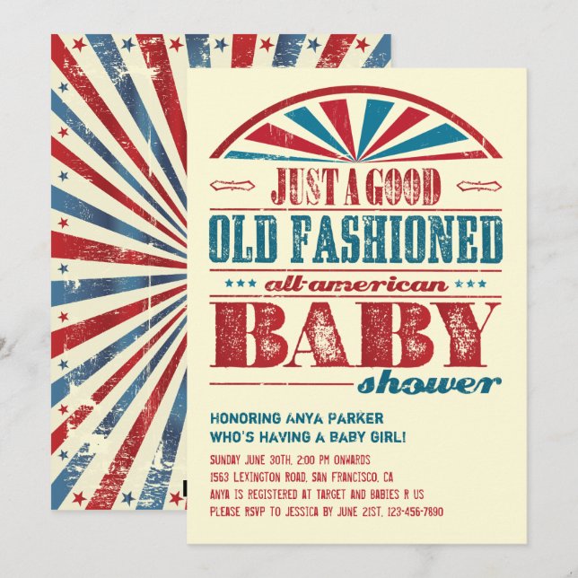 Juli 4 BBQ Baby Shower-inbjudan Inbjudningar (Fram/baksida)