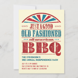Juli 4 BQ Grunge-inbjudan för Independence day Inbjudningar