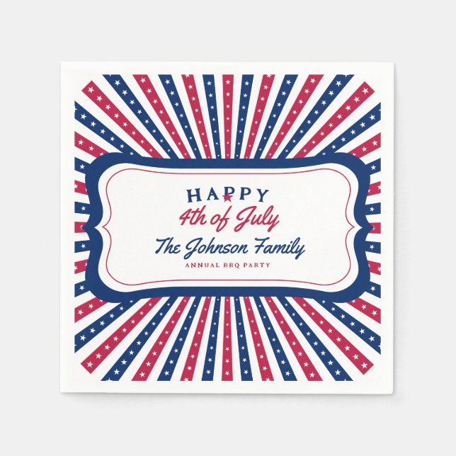 Juli 4:e Anpassningsbarna Amerikanska familjelagar Pappersservett (Framsidan)