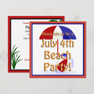 juli 4:e Beach Party Inbjudan