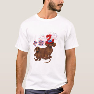 Juli 4:e Dachshund Patriotic T-Shirt