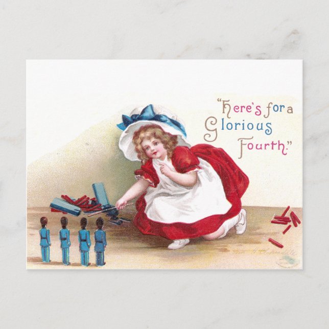 Juli 4:e flickan och Leksak Soldiers Vykort (Framsida)