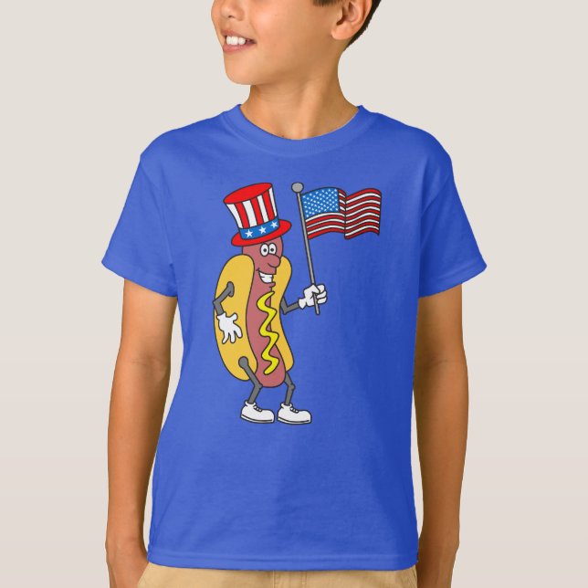 Juli 4:e patriotiska Hetten Hund Funny T Shirt (Framsida)