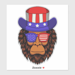 Juli 4:e patriotiska USA Hat Wearing Bigfoot Klistermärken