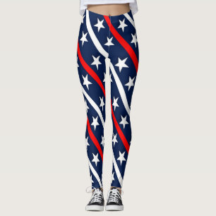 Juli 4:e röda, vita och blå mönster leggings