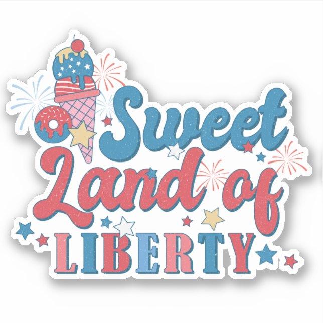 Juli 4:e Rött vitt blått Sweet Land Liberty Americ Klistermärken (Framsida)