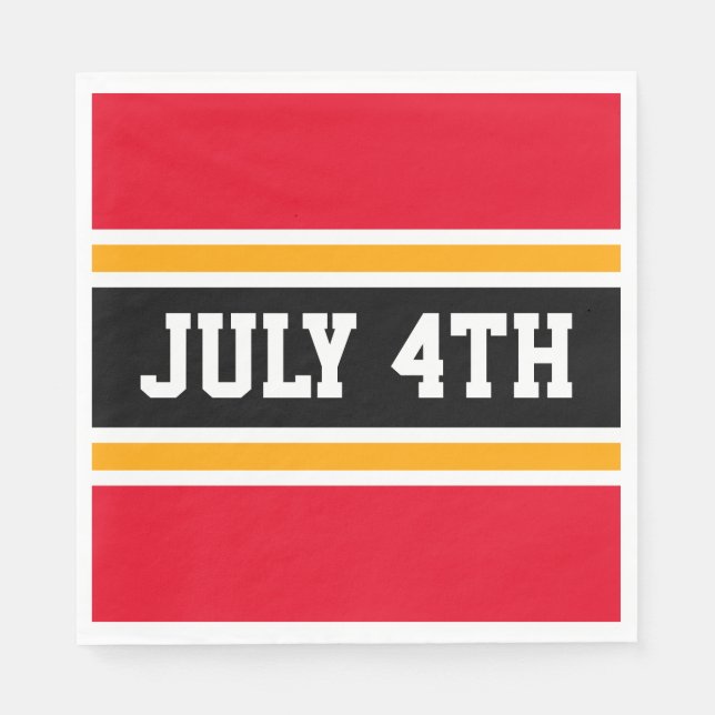 JULI 4:E Tävlan Röd vit Gult Rand Pappersservett (Framsidan)