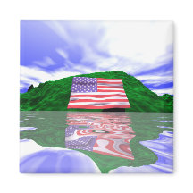 Juli 4:e USA, Flagga och Grönt Backe