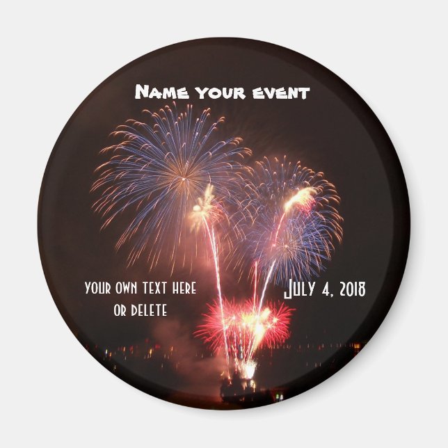 juli 4 Fireworks Party Magnet (Framsidan)