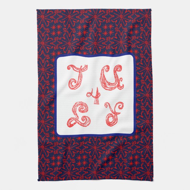 Juli 4 Gnistra Fabric Font Fireworks Kitchen Towel Kökshandduk (Vertikal)